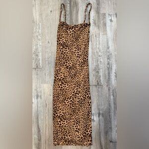 Leopard Print Criss Cross Maxi Dress